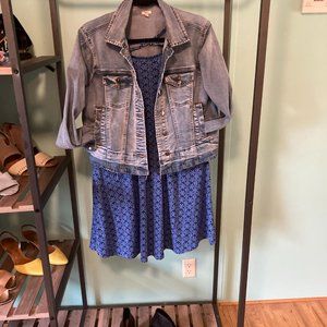 Blue Floral 3/4 Sleeve Dress